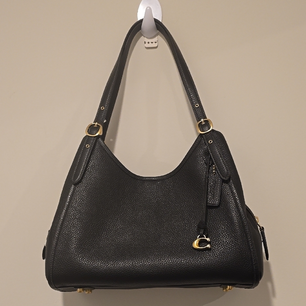 Coach Black Shoulder Bag Hobo and Gold Hardware Pebble Leather